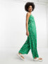 Фото #3 товара ASOS DESIGN Tall strappy culotte jumpsuit in green floral print