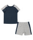ფოტო #2 პროდუქტის Infant Boys and Girls Navy, Heather Gray Penn State Nittany Lions Norman T-shirt and Shorts Set