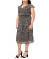 Фото #3 товара Plus Size Ruffled Printed Smocked-Waist Midi Dress
