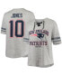 Фото #2 товара Women's Mac Jones Heathered Gray New England Patriots Plus Size Lace-Up V-Neck T-shirt