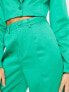 Extro & Vert super wide leg trousers in emerald satin co-ord Emerald Satin, US 12 - фото #7