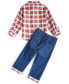 Фото #2 товара Костюм для малышей First Impressions Рубашка в клетку и джинсы, 2 шт.