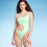 Фото #1 товара Women's One Shoulder Cut Out One Piece Swimsuit - Wild Fable Light Green L