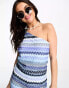 Фото #8 товара Vila chevron one shoulder top co-ord in blue