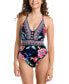 Фото #1 товара Women's Midnight Plunge-Neck One Piece Swimsuit