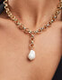 Фото #4 товара ASOS DESIGN necklace with faux pearl pendant in gold tone