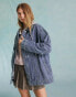 Miss Selfridge denim jacket with hood in blue wash