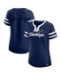 ფოტო #4 პროდუქტის Women's Navy Dallas Cowboys Original State Lace-Up T-shirt