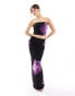 Фото #1 товара Kaiia column maxi skirt co-ord in black and purple flower print