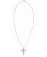 ფოტო #2 პროდუქტის Simulated Cross Pendant Necklace With Cubic Zirconia Accents in Silver Plate