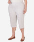 Фото #3 товара Plus Size Garden Party Stripe Clamdigger Capri Pants with Cuffed Hem