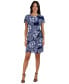 Фото #1 товара Petite Printed Short-Sleeve A-Line Dress