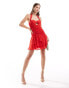 Фото #3 товара ASOS DESIGN gathered mini dress with cup detail in red