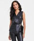 Фото #1 товара Women's Faux-Leather Sleeveless Wrap Top, Created for Macy's