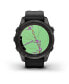ფოტო #1 პროდუქტის Sapphire Solar Stainless Steel Carbon Gray Unisex Smart watch With Black Silicone Strap