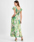 ფოტო #2 პროდუქტის Women's Printed Flutter-Sleeve Maxi Dress