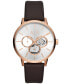 ფოტო #1 პროდუქტის Men's Multifunction Brown Leather Watch 42mm