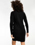 Фото #2 товара Object knitted high neck jumper mini dress in black