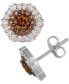 ფოტო #2 პროდუქტის Couture® Chocolate Diamond & Vanilla Diamond Halo Cluster Stud Earrings (1-3/8 ct. t.w.) in Platinum