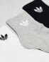 Фото #4 товара adidas Originals 3-pack mid ankle sock in black, grey and white