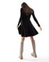 Фото #6 товара Y.A.S knitted fit and flare mini dress with lace cuff detail in black