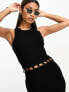 ASOS DESIGN knitted midi dress with cut out waist detail in black