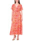 Women's Printed Flutter-Sleeve Smocked-Waist Maxi Dress peach floral, S - фото #1