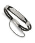 ფოტო #1 პროდუქტის Stainless Steel Preciosa Crystal Black Leather ID Bracelet