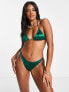 Фото #3 товара South Beach mix & match scoop high leg bikini bottom in high shine emerald green