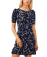 ფოტო #3 პროდუქტის Women's Printed Puff-Sleeve Pullover Knit Dress