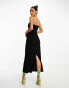 ASOS DESIGN bandeau maxi dress with split hem in black