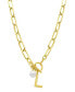 ფოტო #1 პროდუქტის Tarnish Resistant 14K Gold-Plated Freshwater Pearl Initial Toggle Necklace