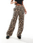 Pieces regular fit high waisted trouser in leopard print