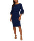 Women's Tiered-Cuff 3/4-Sleeve Sheath Dress navy sateen, 6 - фото #1