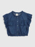 Фото #1 товара Gap &#215 LoveShackFancy Kids Denim Ruffle Button-Front Top