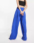 Vila high waisted straight leg trouser in blue