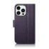 Фото #3 товара Чехол для смартфона ICARER кожаный с карманом для карт iPhone 14 Pro Max фиолетовый.