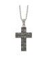 Antiqued Basket Weave Design Cross Pendant Ball Chain Necklace