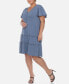 Фото #3 товара Plus Size Short Sleeve V-neck Tiered Midi Dress