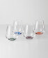 Bottoms Up Color Bottom Stemless Wine Glasses, Set of 4