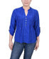 ფოტო #1 პროდუქტის Petite 3/4 Roll Tab Pullover Top