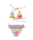 ფოტო #1 პროდუქტის Toddler, Child Girls Good Vibes Triangle Shirred Bikini