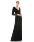 Фото #1 товара Women's Beaded Cuff Long Sleeve Wrap Over Trumpet Gown