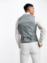 Фото #8 товара ASOS DESIGN Micro texture skinny suit waistcoat in ice grey