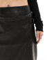 River Island Plus faux leather wrap skirt with gold trim in black