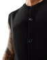 ASOS DESIGN knitted sleeveless button through crew neck cardigan in black