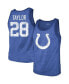Фото #2 товара Men's Threads Jonathan Taylor Heathered Royal Indianapolis Colts Player Name and Number Tri-Blend Tank Top
