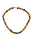 ფოტო #1 პროდუქტის Faceted Brown Natural Tiger Eye Round 8MM Bead Strand Necklace For Women Silver Plated Toggle Clasp 16 Inch