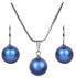 Фото #1 товара pearl Iridescent Dark Blue necklace and earrings set