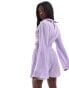 Фото #2 товара In The Style exclusive plisse long sleeve wrap shirt playsuit in lilac